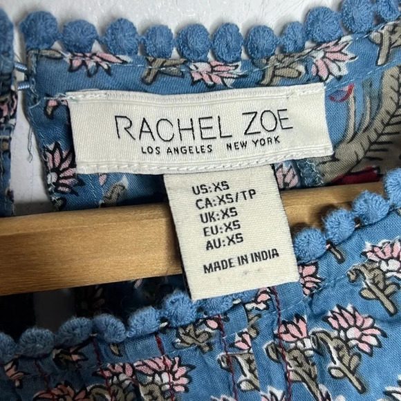 RACHEL ZOE Boho Floral Mixed Print Peasant Babydoll Boxy Blouse - Picture 7 of 10